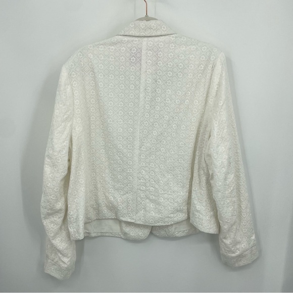 Draper James RSVP Eyelet Textured Notch Lapel Blazer White XXL - Picture 6 of 9